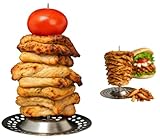 Dönerspieß Set für Airfryer – Vertikalspieß aus Edelstahl mit Auffangschale mit 9cm Gesamthöhe für Kebab, Grillfleisch, Gyros in der Luftfriteuse – spülmaschinenfest & platzsparend