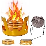 WholeFire Spirituskocher Mini Spiritusbrenner mit Aluminium Ständer, Tragbare Aluminiumlegierung Messing Campingkocher Alkohol Herd für innenräume, Outdoor Camping, Wandern, Backpacking