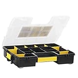 STANLEY Organizer Aufbewahrungsbox Werkzeugkoffer leer Werkzeugkasten Junior Werkzeugbox (Stapelbarer Sortimentskasten mit 14 individuell anpassbaren Fächern für Kleinteile und Werkzeug) 1-97-483