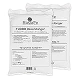 2 x 10kg HaGaFe TURBO Rasendünger mit 30% Stickstoff, Rasen – Dünger mit 120 Tage Langzeitwirkung, Stickstoffdünger, Dünger, sattes Turbo - Grün in einer Woche, 20 kg für 1.000 m²