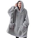 BEDSURE Decke mit Ärmel Pullover grau - Sweatshirt Decke Hoodie, Kuscheldecke mit Ärmeln, Erwachsene Ärmeldecke weich warm, Ganzkörperdecke als TV Decke