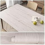 VEELIKE Holztapete Küstenweiß Klebefolie Holzoptik Hafer Weiß Möbelfolie Holz Tapeten Wohnzimmer 40 cm × 300 cm Holzmaserung Tapete Schlafzimmer Schrankaufkleber Badezimmer Küchentapete Abwaschbar