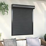 Homgoday Rollladen Aluminium Rollladenpanzer Behang Rolladen Rolladenbehang Vorbaurollladen Vorbaurolladen Rolllade für Fenster 100x120 cm Anthrazit
