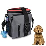 Elalove Leckerlitasche für Hunde, Futterbeutel Hundetraining mit Reißverschluss, Gürteltasche für Hunde mit Kotbeutelspender, Leckerlibeutel im für Reisen, Spaziergang