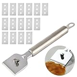 Edelstahl Ceranfeldschaber, Hochwertiger Kochfeldschaber inkl. 15 Ersatzklingen,Glasschaber,Vignettenschaber,Ceranfeld Kratzer Entfernen für Reinigung Von Backofen, Induktionskochfeld, Herd