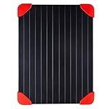 CIYODO Auftauplatte aus Aluminiumlegierung mit Rotem Silikonhalter Schnelles Sicheres Auftauen von Fleisch Steak und Gefriergut ohne Mikrowelle Praktische Defrosting Tray für Küche