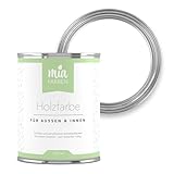 miafarben Holzfarbe ohne Schleifen – wetterfeste Farbe für Innen & Außen – matt, hochdeckend, wasserbasiert (Traumhaftes Weiss, 750ml)