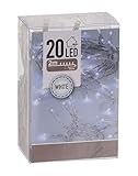 LED Lichterkette kalt weiß mit Timer - 2 m Länge mit 20 LED - Weihnachts Beleuchtung für Innen - Indoor Weihnachten Advent Winter Tisch Fenster Deko Batterie betrieben