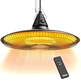 PowerScale Infrarot Deckenheizstrahler 1500W mit Fernbedienung | Heizpilz zum Hängen Ø47cm | IP65 Wasserdicht | 2s Schnellheizung | inkl. Kette für Terrasse & Balkon