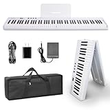 AiJoy Tragbares Klapp-Klaviertastatur, 88 Tasten, Weiß