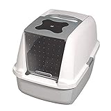 Catit 50702 Katzentoilette mit Abdeckung, 46 x 41,5 x 54,5cm, Weiss/Grau (Produkt kann variieren)