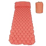 Aufblasbare Schlafmatte, Luftbett für Camping, Wandern, Reisen und Strand, leichtes, tragbares Matratzenkissen mit 3D-konturierter Oberfläche und TPU-Laminat, kompaktes, faltbares (Orange)