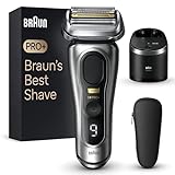 Braun Series 9 Pro+ Rasierer Herren, Elektrorasierer mit 5 Pro Rasierelementen, Langhaarschneider ProTrimmer & Reinigungsstation, 60 Min Laufzeit, Geschenk Mann, Made in Germany, 9567cc, Silber