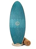 WaveSun - Balance Board aus 100% Holz inkl. Korkrolle und Ständer - rutschfestes für Erwachsene und Kinder - Surf Balance Board perfekt für Yoga - (100% Holz) - made in EU