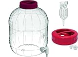 10L Gärballon Kunststoff (PET) Gäreimer Gärbehälter Weinballon + Gärröhrchen + Gummistopfen Gäraufsatz, für Wein, Bier, Maische Fass Getränkespender mit Zapfhahn