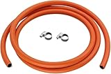 JD Brands 1m LPG Gasschlauch 8mm I/D - kurzer Butan/Propan-Gummischlauch mit 2 Schlauchschellen - ideal für Grills, Camping Gasherde & Terrassenheizungen