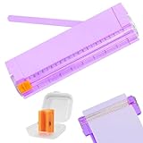 GUOYOU Papierschneider A4, Schneidemaschine Papier, Papierschneidemaschine mit Automatischer Sicherheits Sicherung, Papier Cutter mit Ersatzklingen, für Scrapbooking Bastelpapier Karton Etikett, Lila