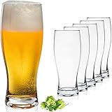 PLATINUX Biergläser 500ml (max. 640ml) aus Glas Set 6-Teilig Bierseidel Weizengläser hohes Bierglas 0,5L