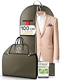 FiRiO® 1 x Premium Kleidersack kurz - BIS 50% DICKERES MATERIAL - Suit Bag, Garment Bag für Anzug, Hemd & Co - Faltbare Kleiderhülle für Reise & Aufbewahrung - Anzugtasche für Herren - Größe: 100x60cm