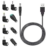 MEROM 5V Universal Stromkabel Netzkabel USB zu DC Kabel Ladekabel mit 8 Stecker (5.5mm * 2.5mm, 4.8mm * 1.7mm, 4.0mm * 1.7mm, 3.5mm * 1.35mm, 2.5mm * 0.7mm, Micro USB, Type C, Universalstecker)