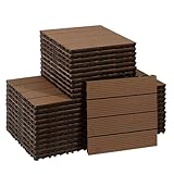 CCLIFE WPC Terrassendielen, Balkon Boden, Terrassenfliesen, Klickfliesen Terrasse, 30x30 cm, Wasserdicht Rutschfest, Geeignet für Balkon und Garten, Braun