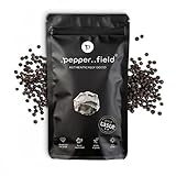 Pepper Field Kampot Pfeffer Schwarz – Premium Schwarzer Pfefferkörner Ganz aus Kambodscha, Frisch & Aromatisch, Ganze Pfefferkörner für Mühle & Küche, Great Taste, Ideal zum Kochen & Grillen, 250g
