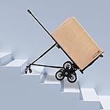 Portable Sackkarre Treppensteiger Klappbar, Transportwagen Treppensackkarre mit Zwei Vorderrädern und Sechs Hinterrädern, Verstellbares Höhe der Armlehne, Tragfähigkeit Max 150 kg