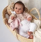 Zero pam Reborn Baby Mädchen- 48CM/19 Zoll Reborn Puppen Lebensecht Babypuppe Wie Echtes Silikon Baby Puppe Mit Haaren Echte Babypuppe