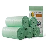 150 Biomüllbeutel 25L, AURMOO Bio Beutel 6 Gal, Bio Müllbeutel, Küchen Lebensmittel Abfallbeutel, Biomüll-Abfallbeutel für Küche, Büro, Wohnzimmer(50x60cm,Grün)