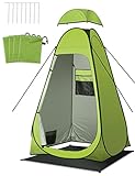 Duschzelt Camping, LIBERRWAY Toilettenzelt Pop Up 120 * 120 * 195cm Wasserdicht Privatsphäre Umkleidezelt mit Boden Abspannseile Heringen-Mobile Toiletten und Duschkabine-grün