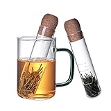 Wateralone 2 Stück Teefilter Teeei Teesieb Tea Infuser Aus Hitzebeständiges Glas, Mit Kork, Transparentes Teeei Für Losen Tee, Teefilter 15.5×3cm