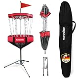 eurodisc Discgolf Korb CHAINWALKER Farbe: ROT Disc Golf Korb |Höhe: 140cm | Tragbar, mobil, leicht und zum Zusammenfalten | Inkl. Tragetasche