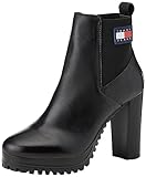 Tommy Jeans Damen Low Boot Stiefel High Heel aus Leder, Schwarz (Black), 39