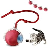 FQQF Katzenspielzeug,Interaktives Katzenspielzeug,Powerball Katze,Interaktiver Katzenball für Katzen,mit Led Licht,mit Seil,USB Wiederaufladbarer