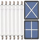 Jewan 6 Stück Bettlakenspanner Verstellbar,Längere Lakenspanner für Faltenfreie Bettlaken Elastische Betttuch Spanner mit Metallclip für Bettlaken Matratze Bügelbrett Sofa