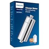 Philips Wasser-Inline-Duschfilter mit 1 Ersatzfilter-Kartusche, 50.000 L Filterkapazität, CHROM, reduziert Chlor um bis zu 99%, passend für alle Standardschläuche und -armaturen