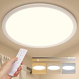 KLINTOS LED Deckenleuchte Dimmbar, Ø30cm 24W Deckenlampe mit Fernbedienung, 3000K~6500K, IP54 Ultra Dünn Rund LED Lampe, Ceiling Light für Wohnzimmer, Schlafzimmer, Küche, Badezimmer, Balkon(Weiß)