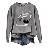 Football Day Damen Sweatshirt mit Muster Bedruckt, Pullover, Herbst, lässig, Rundhalsausschnitt, langärmelig, mit Kapuze Schlafanzug Teenager Mädchen Tumblr (2-Light Gray, M)
