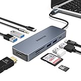 USB C Adapter, USB 3.0 HUB, 10 in 1 USB Typ C Hub mit 2 USB A 3.0, 2 USB A 2.0, 1 USB C 3.0, 4K HDMI, 1 * 100 W PD, Audio Mikrofon, SD TF, kompatibel mit Laptop, Windows, macOS, Linux