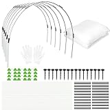 YUNSTK Gewächshausreifen Fiberglas, 30Pcs Gewächshaus Hoops mit Gemüseschutznetz, Folientunnel Bögen für Hochbeet, Rostfrei Durable Frei Biegbar Gartenreifen, Fiberglas-Stützrahmen Pflanzentunnel