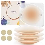 Quikobo Nippelpads - 4 Stück Nipple Covers ultradünn aus Silikon für Damen - Wiederverwendbar & Waschbar Brustwarzenabdeckung - Klebe BH Mit Aufbewahrungs Board