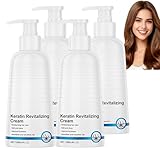 Keratin Revitalisierende Cream, Glättender Haarconditioner mit Keratin-Enrichment, Intensives Feuchtigkeits-Treatment für Geschädigtes Haar, Glättende Repair-Cream für Trockene Frizz-Spitzen (4)