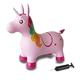 JAMARA 460316 - Hüpftier Einhorn mit Pumpe - BPA-Frei, belastbar bis 50kg, fördert Gleichgewichtssinn, Tierohren als Halt, Pflegeleicht, robust & widerstandsfähig, mehrfarbig