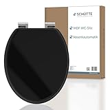 SCHÜTTE WC-Sitz BLACK mit Absenkautomatik aus Holz | Toilettensitz mit Klodeckel | Holzkern Toilettendeckel mit Motiv (maximale Belastung der Klobrille 175 kg) | Schwarz