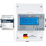 EASTRON SDM72D-MID Stromverbrauchsmesser – 100A Drehstromzähler – Stromzähler 3 Phasen - 100A kWh Netz, DIN-Hutschiene - Strommessgerät mit beleuchtetem LCD-Bildschirm - MID zertifiziert/geeicht