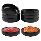 PetGlimmer 6 Stück Schwarz Dip Schälchen Set, Schwarz Rund Sojasauce Schälchen, Mini Rund Dip Sojasauce für Dips, 8.7 cm x 2 .5 cm Klein Sushi Schüssel, Mini Dipschale für Saucen Dips Gewürze Snacks
