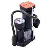 Filmer, 45132, Fußluftpumpe, geeignet für alle handelsüblichen Ventile, Manometer bis 12 bar / 170 psi, abklappbarer Metallstandbügel, Adapter für Bälle und Aufblasartikel