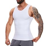 SLIMBELLE Shapewear Herren Kompressions Shirt Elastische Ärmellos Body Shaper Tight Unterhemden Herren Tank Top Taillenformer Figurformend Bauchweg Unterhemd Herren(Weiß,XL)