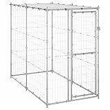 GuyAna Outdoor-Hundezwinger mit Dach Verzinkter Stahl 110x220x180 cm Zwinger Kennel Mit Verkleidung