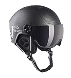 Black Crevice Skihelm KAPRUN mit Visier, schwarz Carbon matt/weiß, S/M (54-57)…